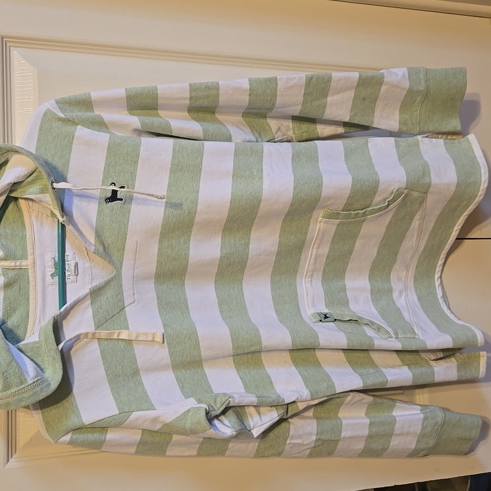 The Black Dog Green and White Striped Pullover